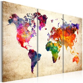 Quadro The World's Map in Watercolor  Colore colorful, Dimensioni e Misure 90x60