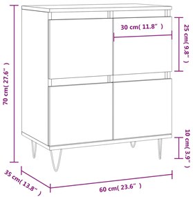 Credenza Rovere Sonoma 60x35x70 cm in Legno Multistrato