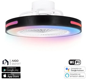 Lampadario Ventilatore da soffitto 55W Smart Bluetooth CCT + RGB illuminazione Led regolabile con telecomando Aigostar