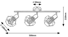 Rabalux 71067 - Faretto FRAN 3xE27/40W/230V nero