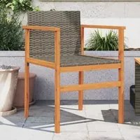 Sedie da Giardino 2 pz Grigie in Polyrattan e Legno Massellocod mxl 116100