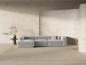 Divano angolare grigio chiaro (con penisola a sinistra/con chaise lounge) Bergamo – Cosmopolitan Design