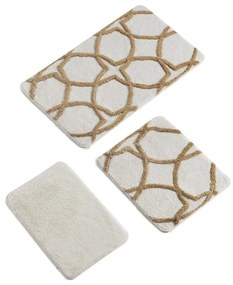Set di 3 tappeti da bagno marrone e crema 100x60 cm Bonne - Foutastic