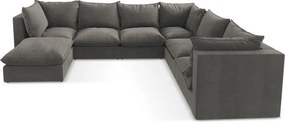 Divano angolare grigio scuro (con penisola a destra/a U) Manao – Makamii