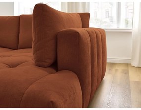 Divano angolare color mattone allungabile e con contenitore (penisola a destra/a L) Fuji – Bobochic Paris