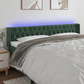 Testiera A Led Verde Scuro 183x16x78/88 Cm İn Velluto /