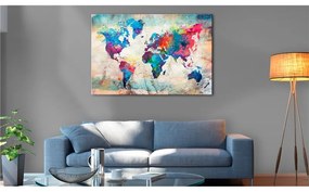 Quadro World Map  Colourful Madness  Colore colorful, Dimensioni e Misure 120x80