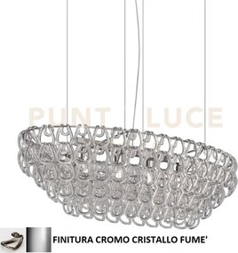 Giogali sospensione ov1 cristallo fume' e cromo lucido 4 luci attac...