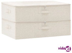 vidaXL Scatole Portaoggetti 2pz in Tessuto 70x40x18 cm Crema