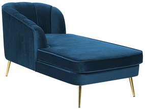 Chaise longue velluto blu marino destra ALLIER Beliani