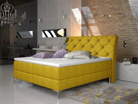 Letto matrimoniale boxspring Positano - 160 x 200 cm , Tessuto giallo