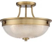 Lampadario Contemporaneo Mantle Vetro Ottone Anticato 2 Luci E27