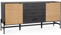 Credenza 2 ante 3 cassetti nera Naturale - ALLYCIA