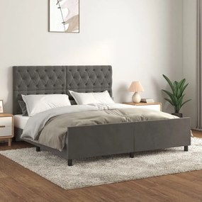 Giroletto Senza Materasso Grigio Scuro 160x200 Cm Velluto /