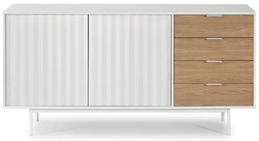 Cassettiera bassa bianca-colore naturale effetto rovere 159x80 cm Sierra – Teulat