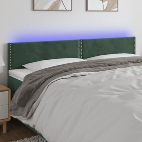 Testiera A Led Verde Scuro 160x5x78/88 Cm İn Velluto /