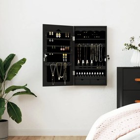 Armadio Portagioie Con Specchio A Muro Nero 37,5x10x67 Cm /