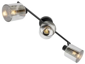 Faretto da soffitto nero con vetro fumé 3 luci orientabili - Laura