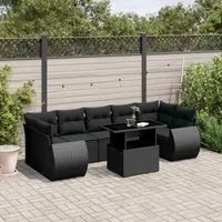 Set Divani da Giardino con Cuscini 8 pz Nero in Polyrattan 3268405