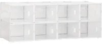 Scarpiera Modulare 8 Cubi 28x36x21 cm in Plastica Bianco e Trasparente