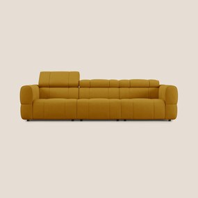 Giotto Divano modulare a 3 sedute con opzione relax elettrico in microfibra effetto velluto impermeabile T09 giallo