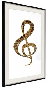 Poster  Golden Treble Clef  Cornice Quadri Cornice nera con pass-partout, Larghezza x Altezza Home decor 20x30