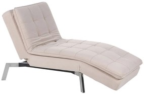 Chaise longue regolabile in velluto beige LOIRET Beliani