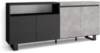 Credenza Mobile Cucina 200x87x35cmcon con 4 Porte Design industriale, Stile moderno colore Cemento