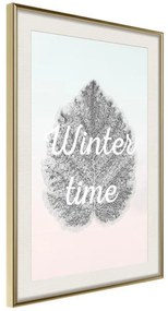 Poster  Winter Leaf  Cornice Quadri Cornice d'oro con passe-partout, Larghezza x Altezza Home decor 20x30