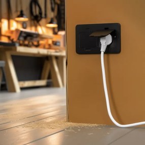 Solight 5B323B - Presa doppia da incasso a pavimento per esterno IP55 nero rettangolare