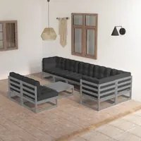 Set Divani da Giardino 9 pz con Cuscini Legno Massello di Pino cod mxl 50851