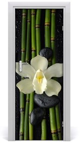 Adesivo per porta interna Orchidea e bamb? 75x205 cm