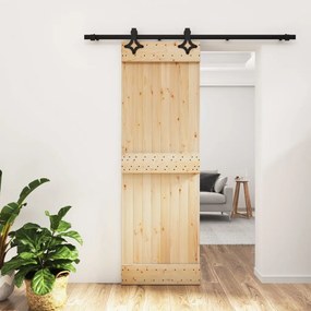 Porta Scorrevole Con Set Hardware 70x210 Cm Legno Massello Pino /
