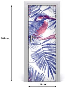 Rivestimento Per Porta Foglie di palma e uccelli 75x205 cm