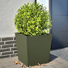 Fioriere Da Giardino 2 Pz Verde Oliva 50x50x50 Cm İn Acciaio /