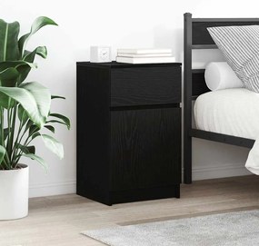Comodino Nero 39x35x65 Cm İn Legno Multistrato /