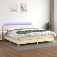 Letto a Molle Materasso e LED bianco 200x200cm in Tessuto 3133586