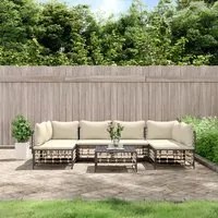 Set Divani da Giardino 7 pz con Cuscini Antracite in Polyrattan 3186788