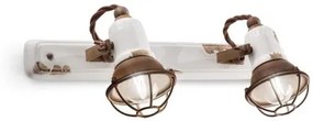 Applique 2 luce con gabbia loft vintage bianco c1676/1vib