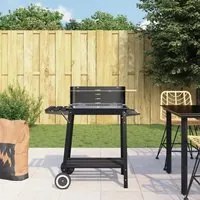 Barbecue a Carbonella con Ruote in Acciaio Nero