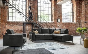 Divano letto angolare in velluto grigio scuro (angolo destro) Lofty Lilly - Miuform