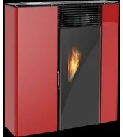 Stufa a pellet Flat 501 slim canalizzata 11,1kw in acciaio rosso Lincar