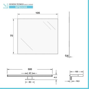 Specchio LED filo lucido 70x105 cm reversibile con luce naturale