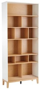 Libreria scandinava in legno chiaro rovere e bianco L90 cm ABEL