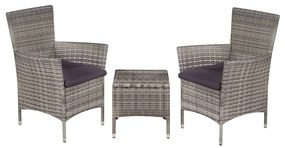 Set Da Bistrot 3 Pz İn Polyrattan Grigio /