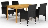 Set Mobili da Pranzo per Giardino 5 pz Nero 3067761