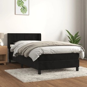 Giroletto A Molle Con Materasso Nero 90x200 Cm İn Velluto /