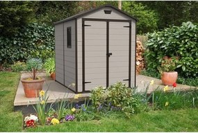 Casetta Da Giardino In Resina 185,8x236,8x227H Cm Manor 6x8 Beige Keter Con Finestra