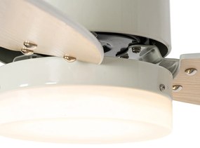 Ventilatore da soffitto per esterni bianco con stampa legno 91,3 cm con LED dimmerabile con telecomando IP44 - Toledo