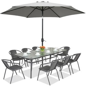 Mobili da giardino in metallo Modena/Bergamo per 8 persone con un grande tavolo di Garden Point antracite